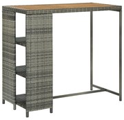 vidaXL Masă de bar cu raft de depozitare, gri 120x60x110 cm, poliratan