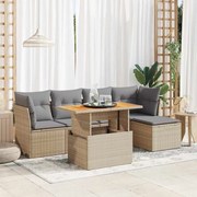 vidaXL Set canapele de grădină cu perne, 6 piese, bej, poliratan