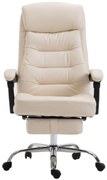 Scaun directorial cu suport picioare, Rezistent 150 kg, funcție recliner, Crem