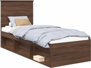 vidaXL Cadru de pat Stejar închis 75 x 190 cm Lemn de pin masiv