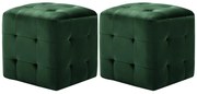 vidaXL Taburet, 2 buc., verde, 30 x 30 x 30 cm, țesătură catifea