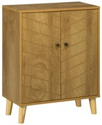 HOMCOM Dulap Vintage cu Uși Chevron Duble și Picioare din Lemn de Pin, Efect de Lemn Natural, Design Retro | Aosom Romania