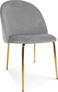 Scaun Bucatarie/Dining Ylmma Catifea Gri Deschis, Picioare Metalice, Finisaj Auriu