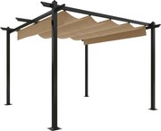 vidaXL Pavilion de grădină, acoperiș retractabil, gri taupe, 3x3 m