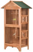 PawHut Colivie pentru Păsări cu 3 Deschideri cu Blocare, 4 Stinghii și Tavă Detașabilă, 80.5x57x153 cm, Portocaliu | Aosom Romania
