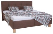 Pat tapițat MARIA 160 x 200 cm cu saltea și spațiu de depozitare, maro
