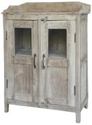 Dulap din lemn reciclat, cu usi din sticla, aspect vintage, Grimaud