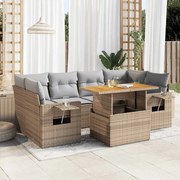 vidaXL Set canapele de grădină, 7 piese, cu perne, bej, poliratan