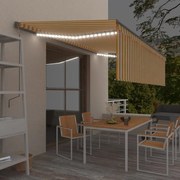 vidaXL Copertină retractabilă automat stor&amp;LED&amp;senzor galben&amp;alb 5x3m