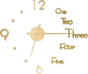 vidaXL Ceas de perete 3D, auriu, 100 cm, XXL, design modern