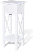 vidaXL Masă laterală cu sertar, alb