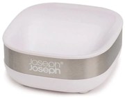 Sapuniera Joseph Joseph Slim 70533, 7.4x7.9x3.6 cm, Orificiu de scurgere, Detasabil, Alb/Inox