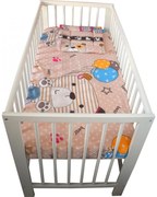 Lenjerie Patut Bebe NOVOKIDS™ din BUMBAC 100% , 3 Piese, Dimensiune Universala, PILOTA INCLUSA, Model Ursulet Baloane, Multicolor