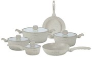 Set oale cu capace si tigai, marmorate, 10 piese Royalty Line RL-T10 crem, antiaderente