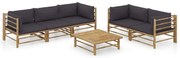 vidaXL Set mobilier de grădină cu perne gri închis, 6 piese, bambus
