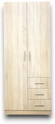 Dulap, 80x50x190 cm, 2 usi cu polita, bara si sertare, culoare sonoma, pal 18 mm