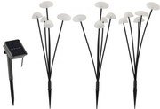 Lampă solară Aldotrade Ciuperci, set de 3 buc., în. 43cm, 15 LED-uri, alb cald