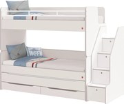 Pat etajat pentru copii Studio White, cu spatiu de depozitare ,   saltea 90x200 cm