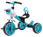 Tricicleta cu pedale NOVOKIDS™ Plane Trike, Cu melodii si lumini, Max 30 kg, Roti din spuma cauciucata, Cadru metalic, Model avion, Turquoise