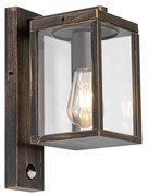 Lampa de perete exterioară auriu antic cu senzor de mișcare IP44 - Charlois
