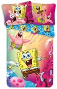 Lenjerie de pat pentru copii din bumbac pentru pat de o persoană 140x200 cm Sponge Bob – Jerry Fabrics