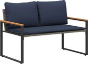 vidaXL bancă cu pernă Gri și albastru marin 115 x 65 x 72 cm Ratan