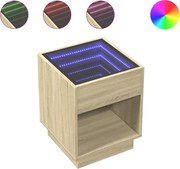 vidaXL Noptieră cu LED infinity, stejar sonoma, 40x40x50 cm