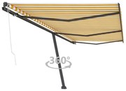vidaXL Copertină autonomă retractabilă automat galben&amp;alb 600x300 cm
