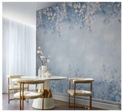 Tapet Trailing Magnolia, Chambray Blue Luxury Floral, 1838 Wallcoverings, 6.5mp / rola