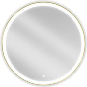 Mexen Esso oglindă de baie iluminată, rotundă 90 cm, LED 6000K, anti-aburire, cadru auriu - 9825-090-090-611-50