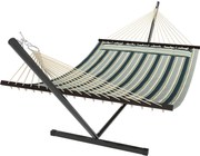 Outsunny Hamac pe cadru 353 cm, hamac cu suport din oțel cu pernă detașabilă și bare de distanțare, vert | Aosom Romania