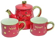 Set Tea For Two HAPPY DAY, Ceainic si 2 cesti portelan, 500 ml