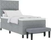 vidaXL Pat cu arcuri cu saltea Gri deschis 100 x 200 cm țesătură