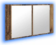 vidaXL Dulap cu oglindă pentru baie cu raft Lemn Vechi 80 x 12 x 45 cm