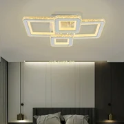 Lustra LED Cu Telecomanda, Elit's Cristal, 2-2 Patrate, Alb, 160 W, RGB