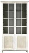 Bufet inalt cu 2 usi, alb, din lemn masiv de pin reciclat, aspect vintage, Lhettie