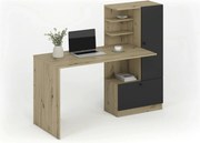 Birou HOBAS, stejar artisan/negru, PAL laminat, 150x62x120 cm