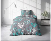 Lenjerie din flanel BLUE HEARTS gri Dimensiune lenjerie de pat: 70 x 90 cm | 140 x 200 cm