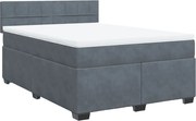 vidaXL Pat box spring cu saltea, gri închis, 160x200 cm, catifea