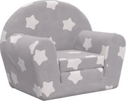 vidaXL Canapea extensibilă de copii, gri deschis cu stele, pluș moale