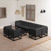 vidaXL Set mobilier grădină cu perne, 9 piese, lemn masiv pin