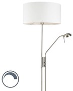 Lampă de podea din oțel și alb cu braț de citit reglabil - Luxor