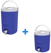 Set 2 termosuri pentru apa Kale Termos 77771, 25+11 L, Robinet, Izolatie poliuretanica, Maner, Albastru/Alb