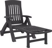 vidaXL Șezlong pliabil cu roți, antracit, PP
