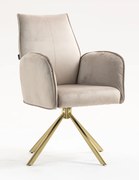 HR280 BAZĂ STEA Scaun Latte din Catifea cu Bază Aurie