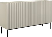 Comodă Nicole 150 cm cu 3 uși, fronturi canelate - cashmir / picioare negre