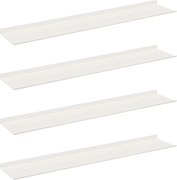 vidaXL Raft suspendat Pe perete 4 pcs Alb 100 x 18 x 2,5 cm Oțel