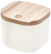 Cutie depozitare cu capac din lemn paulownia iDesign Eco, 9 x 9 cm, alb