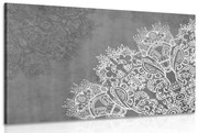 Tablou elementele unei Mandale florale în design alb-negru