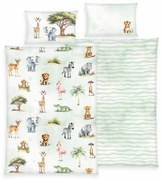 Lenjerie de pat de pătuț din flanel Herding Baby Safari, 100 x 135 cm, 40 x 60 cm, 100 x 135 cm, 40 x 60 cm